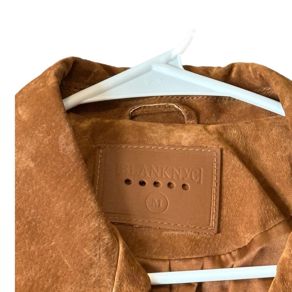 BLANKNYC Suede Moto Jacket Cognac Brown Leather Cropped Biker Medium - Picture 4 of 11